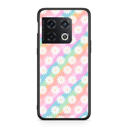 OnePlus 10 Pro White Daisies θήκη από τη Smartfits με σχέδιο στο πίσω μέρος και μαύρο περίβλημα | Smartphone case with colorful back and black bezels by Smartfits