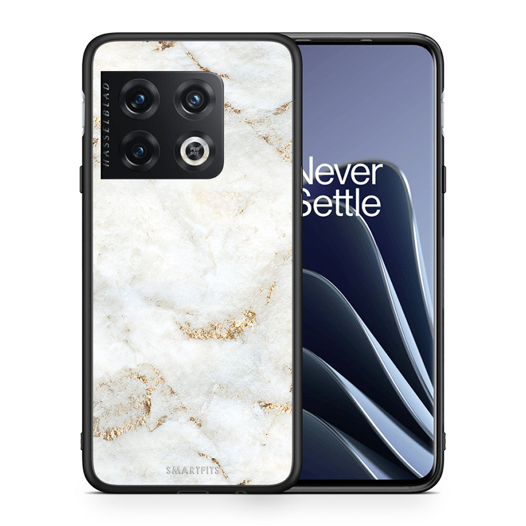 Θήκη OnePlus 10 Pro White Gold Marble από τη Smartfits με σχέδιο στο πίσω μέρος και μαύρο περίβλημα | OnePlus 10 Pro White Gold Marble case with colorful back and black bezels