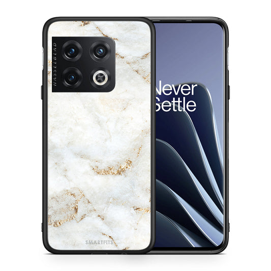 Θήκη OnePlus 10 Pro White Gold Marble από τη Smartfits με σχέδιο στο πίσω μέρος και μαύρο περίβλημα | OnePlus 10 Pro White Gold Marble case with colorful back and black bezels