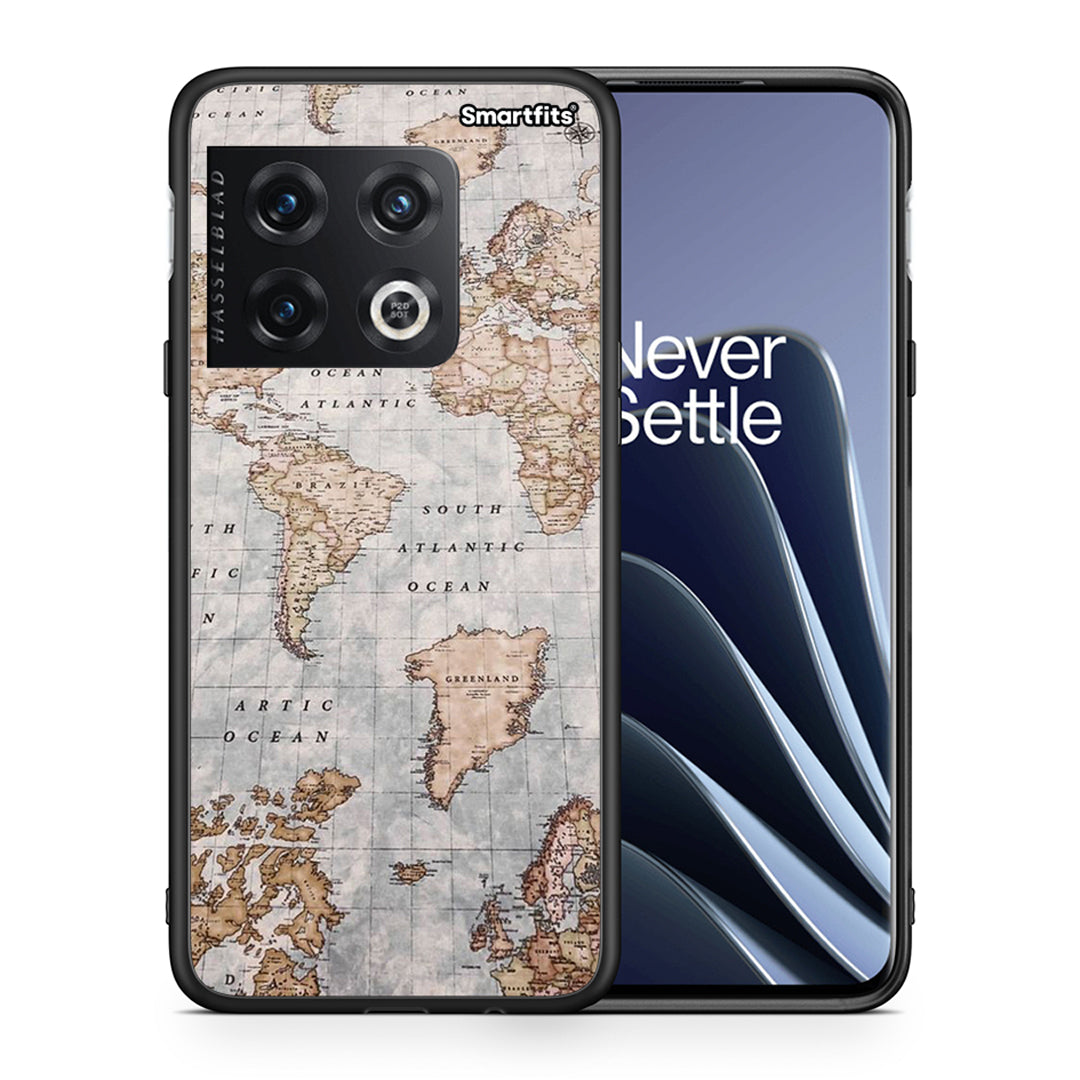 Θήκη OnePlus 10 Pro World Map από τη Smartfits με σχέδιο στο πίσω μέρος και μαύρο περίβλημα | OnePlus 10 Pro World Map case with colorful back and black bezels