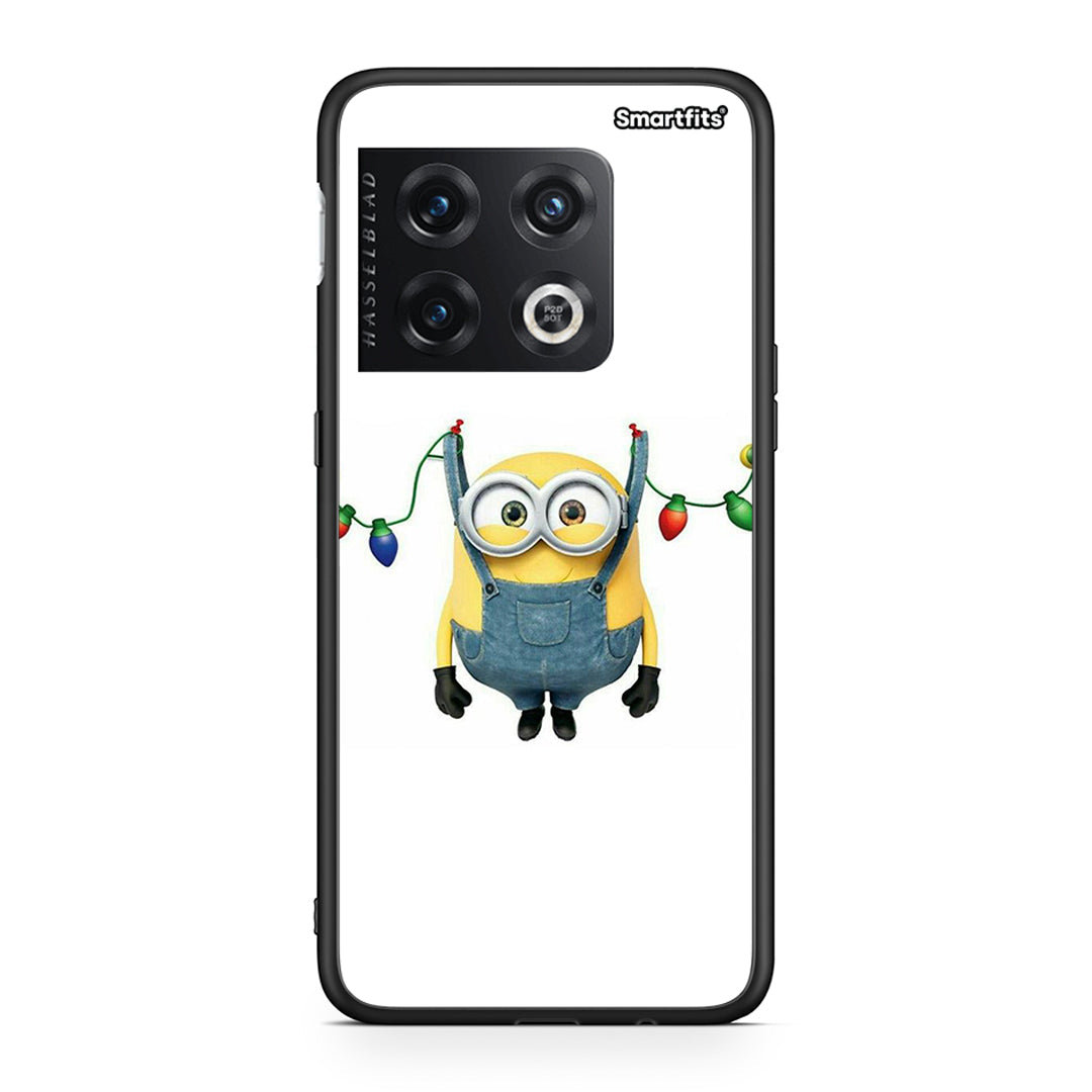 OnePlus 10 Pro Xmas Minion Lights θήκη από τη Smartfits με σχέδιο στο πίσω μέρος και μαύρο περίβλημα | Smartphone case with colorful back and black bezels by Smartfits