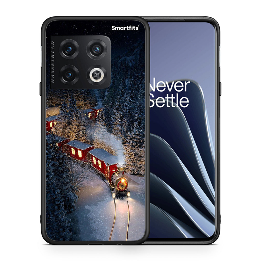 Θήκη OnePlus 10 Pro Xmas Train από τη Smartfits με σχέδιο στο πίσω μέρος και μαύρο περίβλημα | OnePlus 10 Pro Xmas Train case with colorful back and black bezels