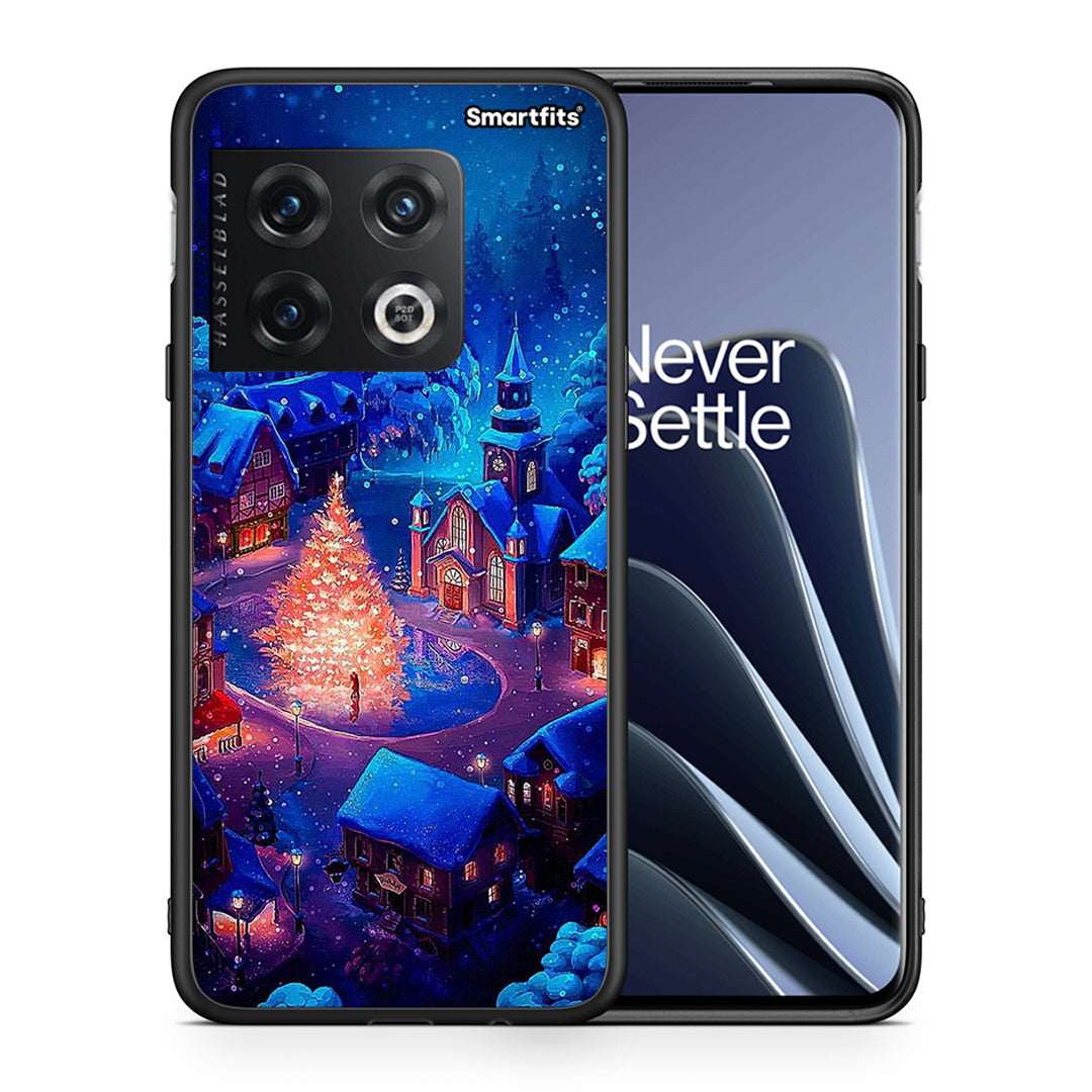 Θήκη OnePlus 10 Pro Xmas Village από τη Smartfits με σχέδιο στο πίσω μέρος και μαύρο περίβλημα | OnePlus 10 Pro Xmas Village case with colorful back and black bezels