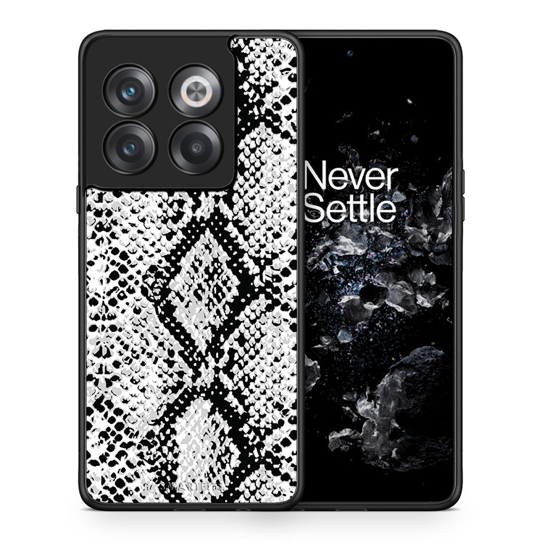 Θήκη OnePlus 10T White Snake Animal από τη Smartfits με σχέδιο στο πίσω μέρος και μαύρο περίβλημα | OnePlus 10T White Snake Animal case with colorful back and black bezels