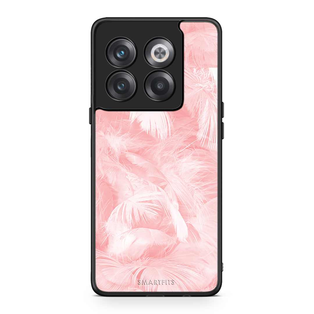 33 - OnePlus 10T Pink Feather Boho case, cover, bumper