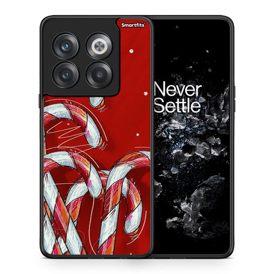 Θήκη OnePlus 10T Candy Cane από τη Smartfits με σχέδιο στο πίσω μέρος και μαύρο περίβλημα | OnePlus 10T Candy Cane case with colorful back and black bezels
