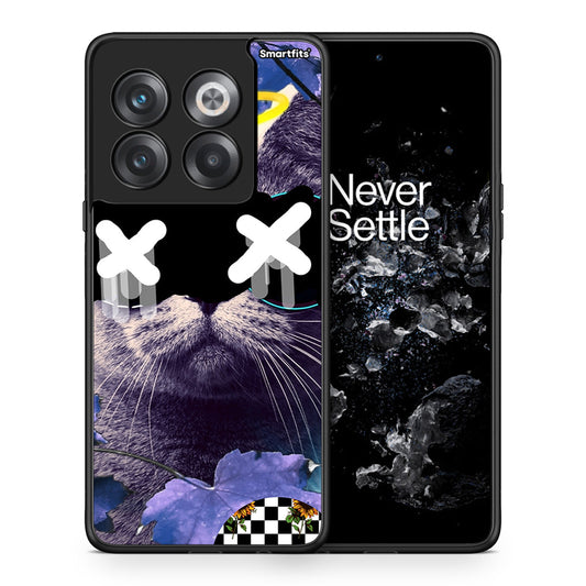 Θήκη OnePlus 10T Cat Collage από τη Smartfits με σχέδιο στο πίσω μέρος και μαύρο περίβλημα | OnePlus 10T Cat Collage case with colorful back and black bezels