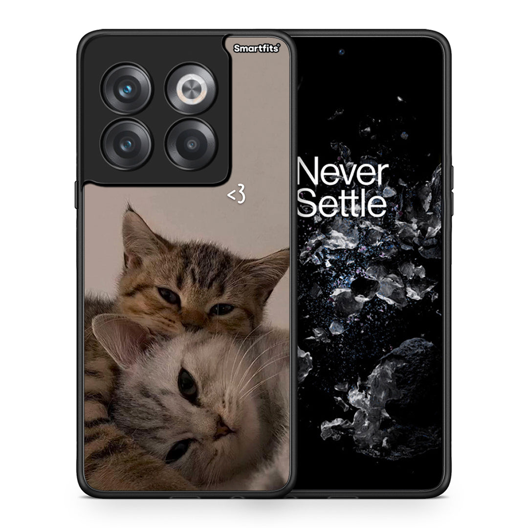 Θήκη OnePlus 10T Cats In Love από τη Smartfits με σχέδιο στο πίσω μέρος και μαύρο περίβλημα | OnePlus 10T Cats In Love case with colorful back and black bezels
