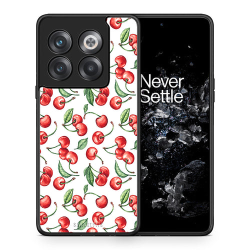 Θήκη OnePlus 10T Cherry Summer από τη Smartfits με σχέδιο στο πίσω μέρος και μαύρο περίβλημα | OnePlus 10T Cherry Summer case with colorful back and black bezels