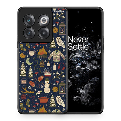 Θήκη OnePlus 10T Christmas Elements από τη Smartfits με σχέδιο στο πίσω μέρος και μαύρο περίβλημα | OnePlus 10T Christmas Elements case with colorful back and black bezels