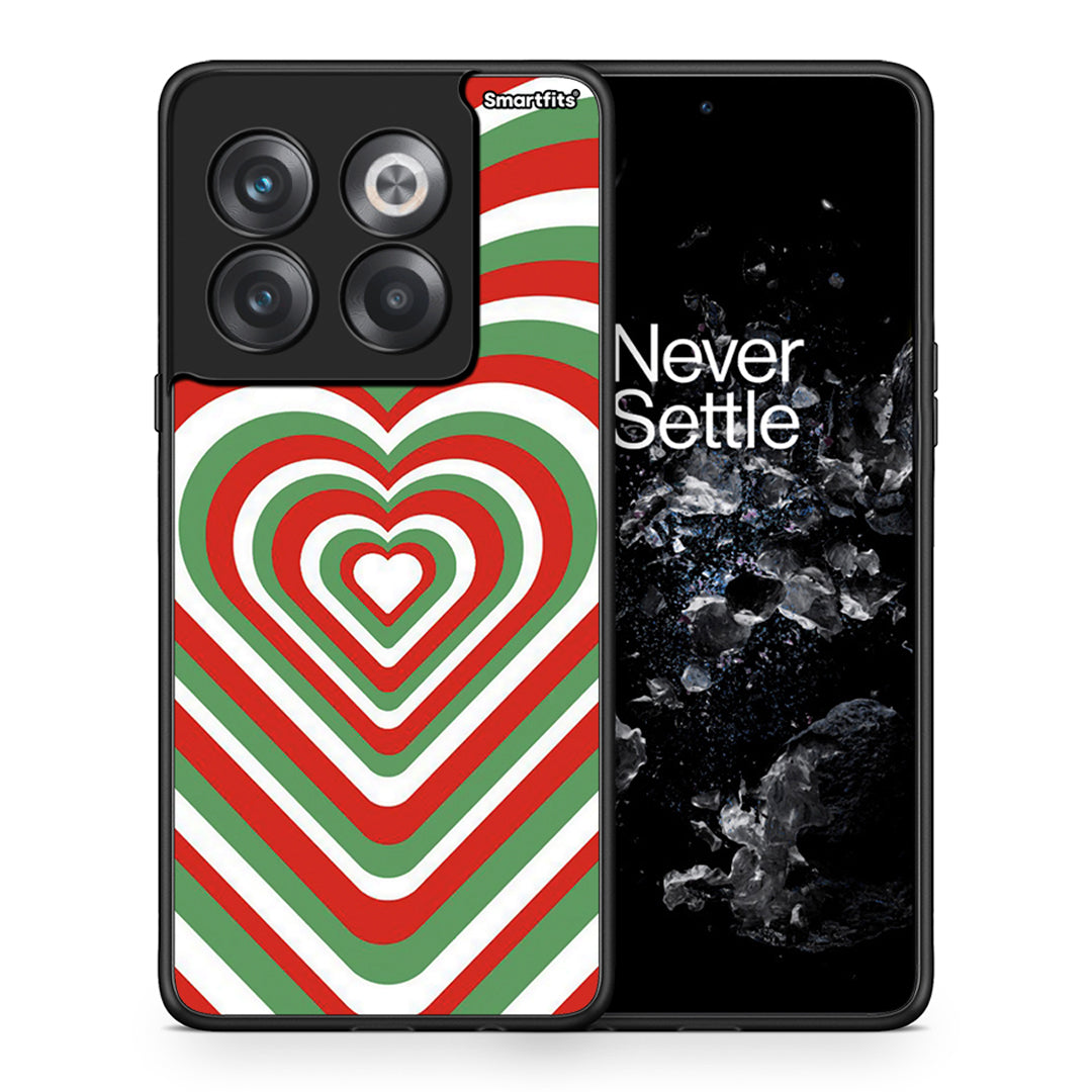 Θήκη OnePlus 10T Christmas Hearts από τη Smartfits με σχέδιο στο πίσω μέρος και μαύρο περίβλημα | OnePlus 10T Christmas Hearts case with colorful back and black bezels