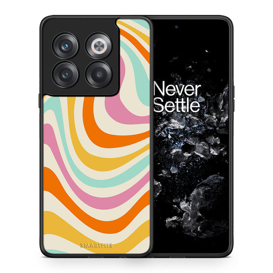 Θήκη OnePlus 10T Colourful Waves από τη Smartfits με σχέδιο στο πίσω μέρος και μαύρο περίβλημα | OnePlus 10T Colourful Waves case with colorful back and black bezels