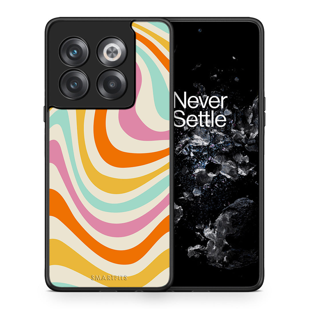 Θήκη OnePlus 10T Colourful Waves από τη Smartfits με σχέδιο στο πίσω μέρος και μαύρο περίβλημα | OnePlus 10T Colourful Waves case with colorful back and black bezels