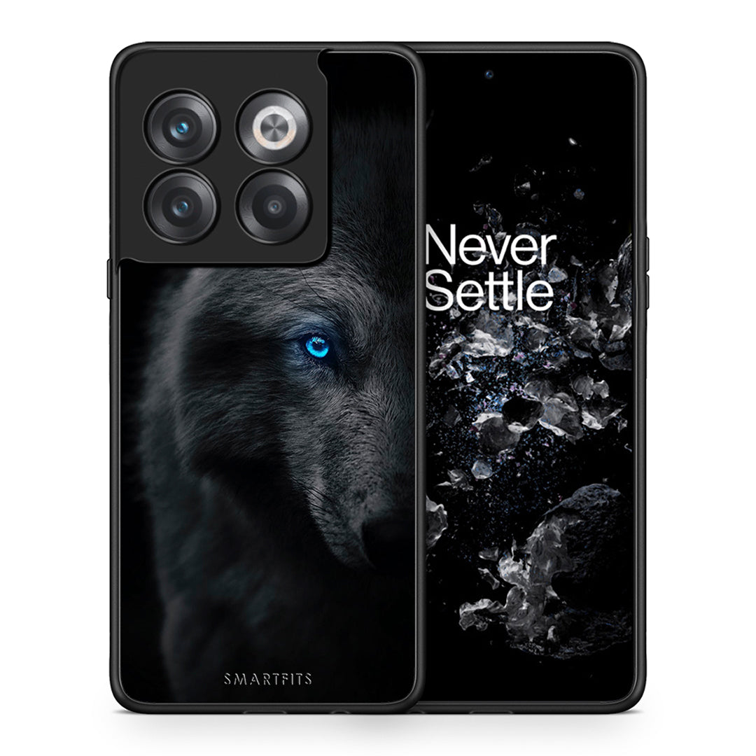 Θήκη OnePlus 10T Dark Wolf από τη Smartfits με σχέδιο στο πίσω μέρος και μαύρο περίβλημα | OnePlus 10T Dark Wolf case with colorful back and black bezels