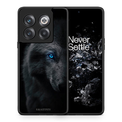 Θήκη OnePlus 10T Dark Wolf από τη Smartfits με σχέδιο στο πίσω μέρος και μαύρο περίβλημα | OnePlus 10T Dark Wolf case with colorful back and black bezels