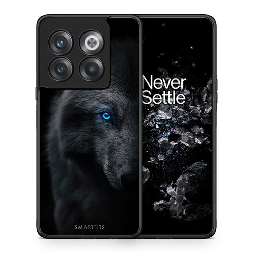 Θήκη OnePlus 10T Dark Wolf από τη Smartfits με σχέδιο στο πίσω μέρος και μαύρο περίβλημα | OnePlus 10T Dark Wolf case with colorful back and black bezels