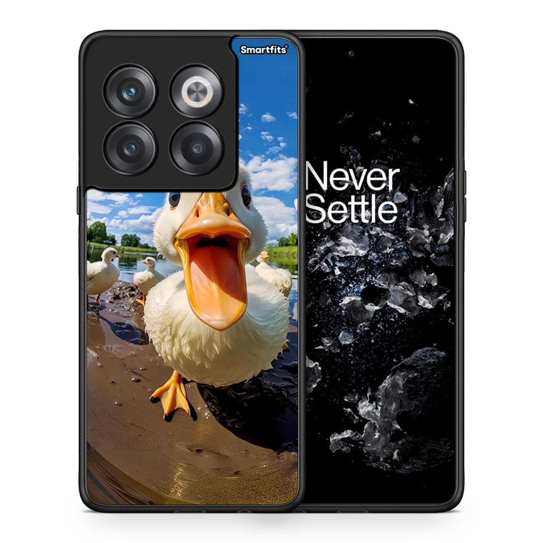 Θήκη OnePlus 10T Duck Face από τη Smartfits με σχέδιο στο πίσω μέρος και μαύρο περίβλημα | OnePlus 10T Duck Face case with colorful back and black bezels
