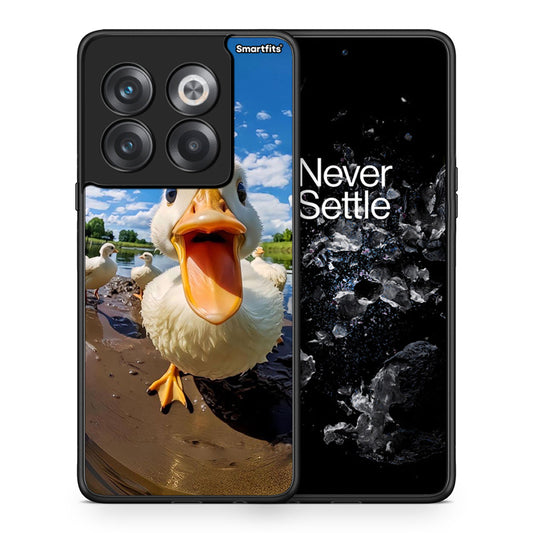 Θήκη OnePlus 10T Duck Face από τη Smartfits με σχέδιο στο πίσω μέρος και μαύρο περίβλημα | OnePlus 10T Duck Face case with colorful back and black bezels