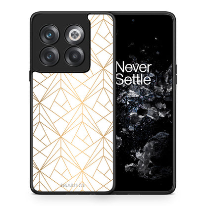 Θήκη OnePlus 10T Luxury White Geometric από τη Smartfits με σχέδιο στο πίσω μέρος και μαύρο περίβλημα | OnePlus 10T Luxury White Geometric case with colorful back and black bezels