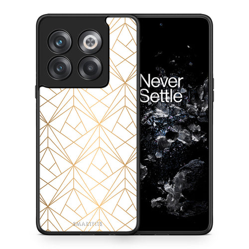 Θήκη OnePlus 10T Luxury White Geometric από τη Smartfits με σχέδιο στο πίσω μέρος και μαύρο περίβλημα | OnePlus 10T Luxury White Geometric case with colorful back and black bezels