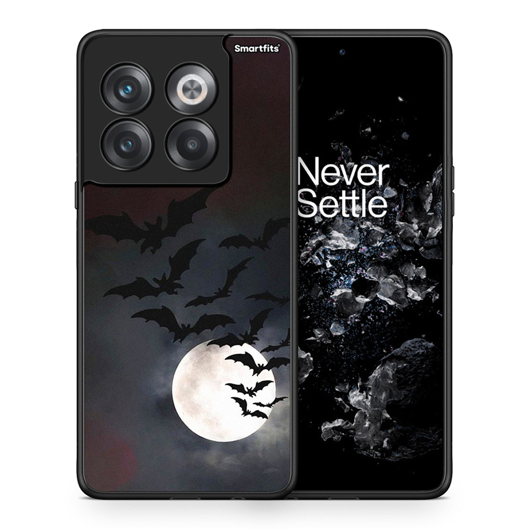 Θήκη OnePlus 10T Halloween Bat Night από τη Smartfits με σχέδιο στο πίσω μέρος και μαύρο περίβλημα | OnePlus 10T Halloween Bat Night case with colorful back and black bezels