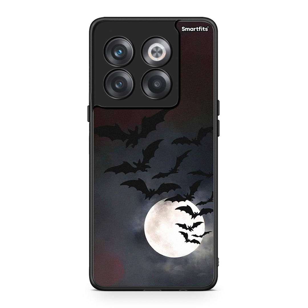 OnePlus 10T Halloween Bat Night θήκη από τη Smartfits με σχέδιο στο πίσω μέρος και μαύρο περίβλημα | Smartphone case with colorful back and black bezels by Smartfits