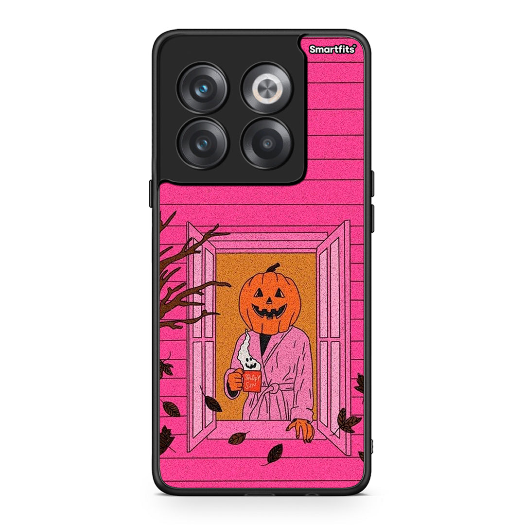 OnePlus 10T Halloween Pumpkin Lady θήκη από τη Smartfits με σχέδιο στο πίσω μέρος και μαύρο περίβλημα | Smartphone case with colorful back and black bezels by Smartfits