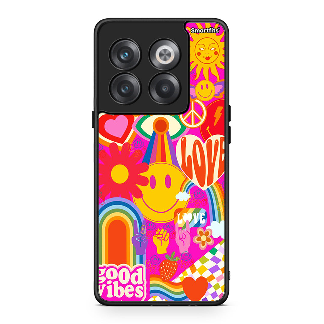 OnePlus 10T Hippie Love θήκη από τη Smartfits με σχέδιο στο πίσω μέρος και μαύρο περίβλημα | Smartphone case with colorful back and black bezels by Smartfits