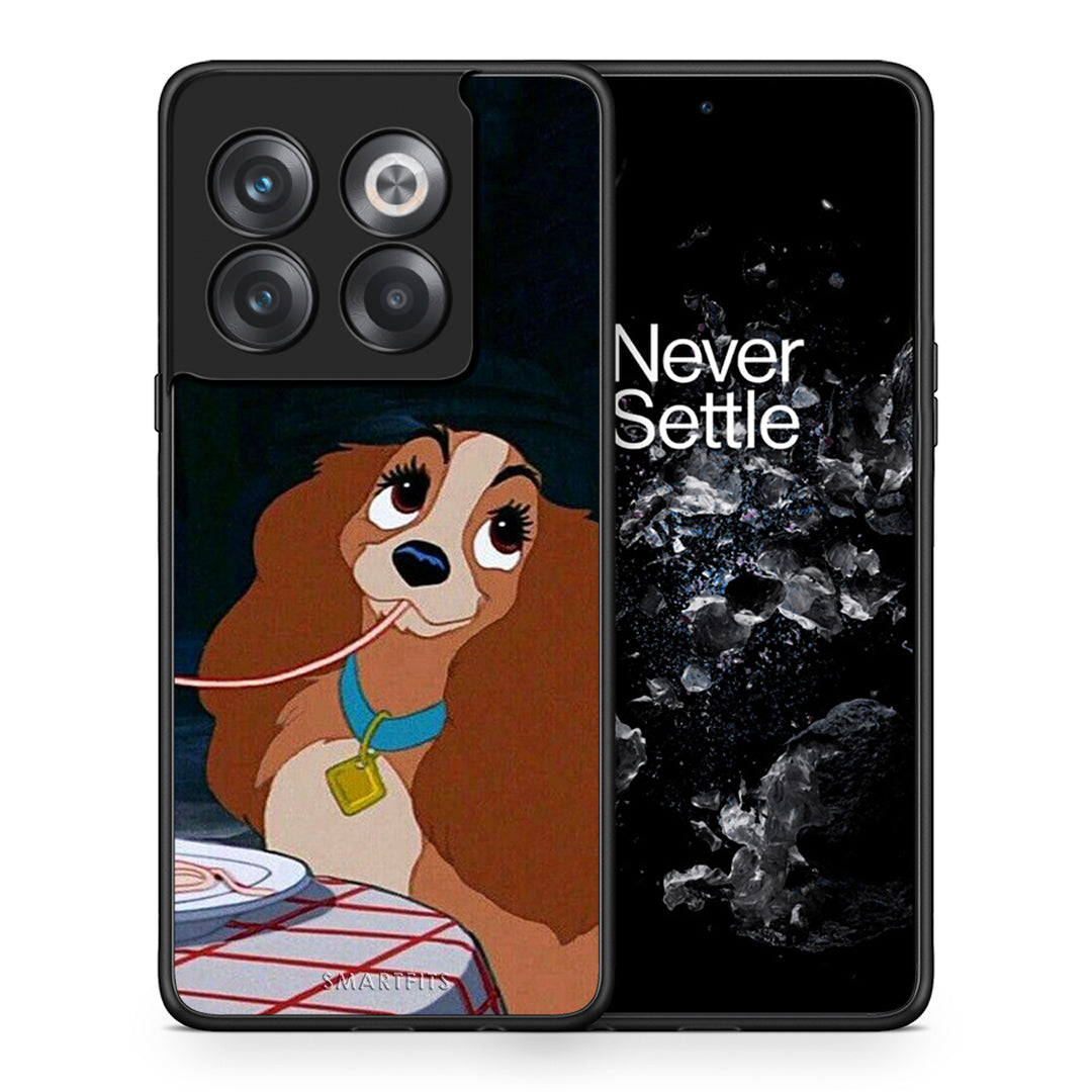 Θήκη Αγίου Βαλεντίνου OnePlus 10T Lady And Tramp 2 από τη Smartfits με σχέδιο στο πίσω μέρος και μαύρο περίβλημα | OnePlus 10T Lady And Tramp 2 case with colorful back and black bezels