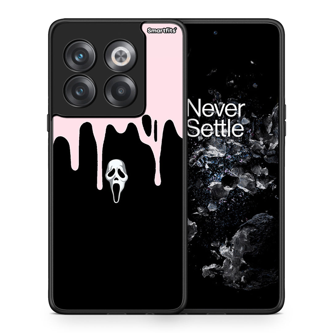 Θήκη OnePlus 10T Melting Halloween Mask από τη Smartfits με σχέδιο στο πίσω μέρος και μαύρο περίβλημα | OnePlus 10T Melting Halloween Mask case with colorful back and black bezels