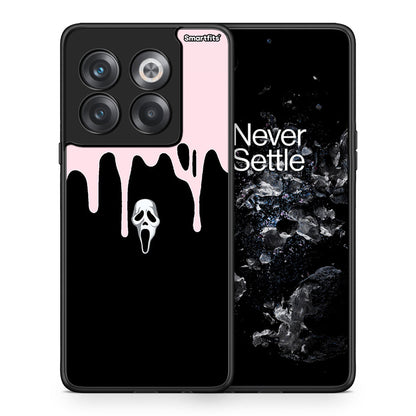 Θήκη OnePlus 10T Melting Halloween Mask από τη Smartfits με σχέδιο στο πίσω μέρος και μαύρο περίβλημα | OnePlus 10T Melting Halloween Mask case with colorful back and black bezels
