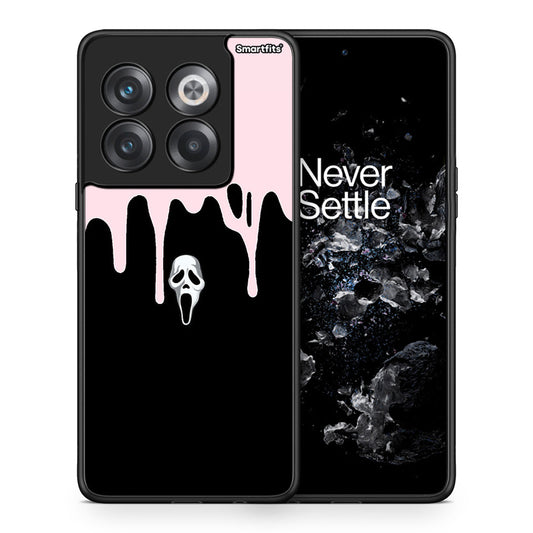 Θήκη OnePlus 10T Melting Halloween Mask από τη Smartfits με σχέδιο στο πίσω μέρος και μαύρο περίβλημα | OnePlus 10T Melting Halloween Mask case with colorful back and black bezels