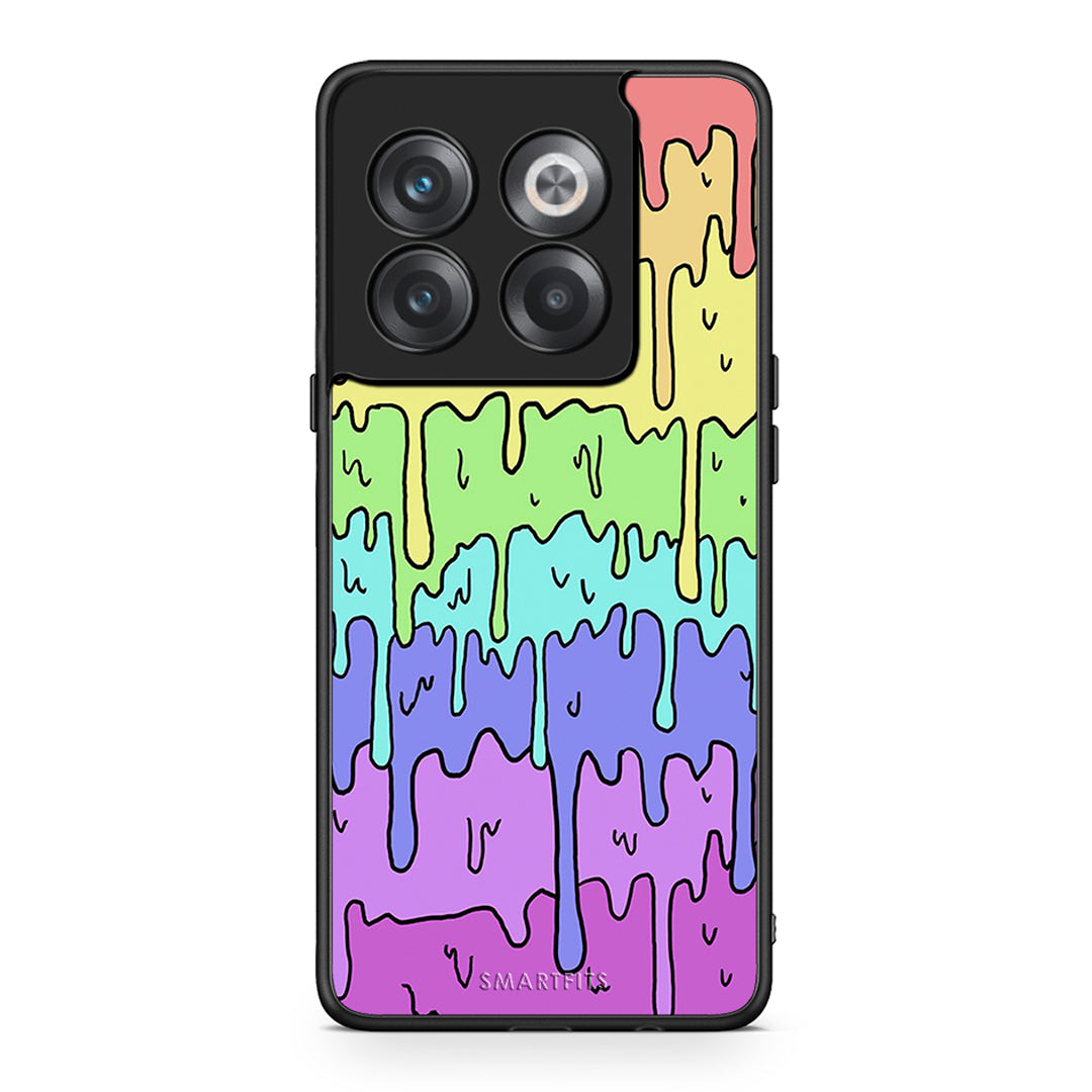 OnePlus 10T Melting Rainbow θήκη από τη Smartfits με σχέδιο στο πίσω μέρος και μαύρο περίβλημα | Smartphone case with colorful back and black bezels by Smartfits