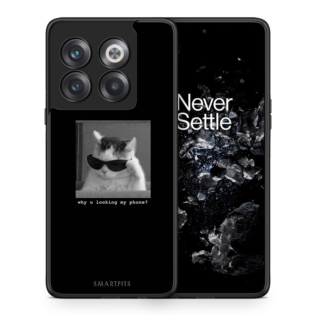 Θήκη OnePlus 10T Meme Cat από τη Smartfits με σχέδιο στο πίσω μέρος και μαύρο περίβλημα | OnePlus 10T Meme Cat case with colorful back and black bezels