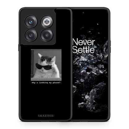 Θήκη OnePlus 10T Meme Cat από τη Smartfits με σχέδιο στο πίσω μέρος και μαύρο περίβλημα | OnePlus 10T Meme Cat case with colorful back and black bezels