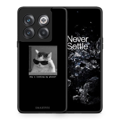 Θήκη OnePlus 10T Meme Cat από τη Smartfits με σχέδιο στο πίσω μέρος και μαύρο περίβλημα | OnePlus 10T Meme Cat case with colorful back and black bezels