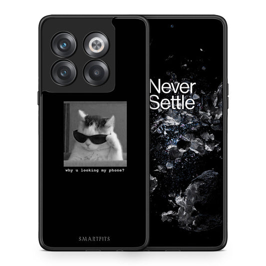 Θήκη OnePlus 10T Meme Cat από τη Smartfits με σχέδιο στο πίσω μέρος και μαύρο περίβλημα | OnePlus 10T Meme Cat case with colorful back and black bezels