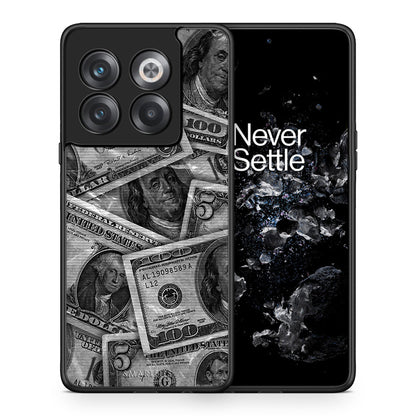 Θήκη OnePlus 10T Money Dollars από τη Smartfits με σχέδιο στο πίσω μέρος και μαύρο περίβλημα | OnePlus 10T Money Dollars case with colorful back and black bezels