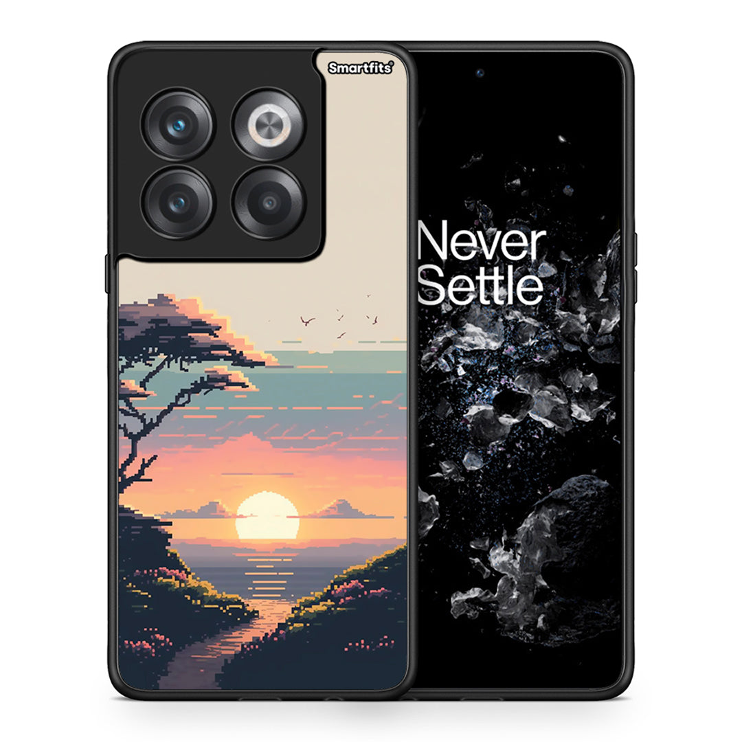 Θήκη OnePlus 10T Pixel Sunset από τη Smartfits με σχέδιο στο πίσω μέρος και μαύρο περίβλημα | OnePlus 10T Pixel Sunset case with colorful back and black bezels