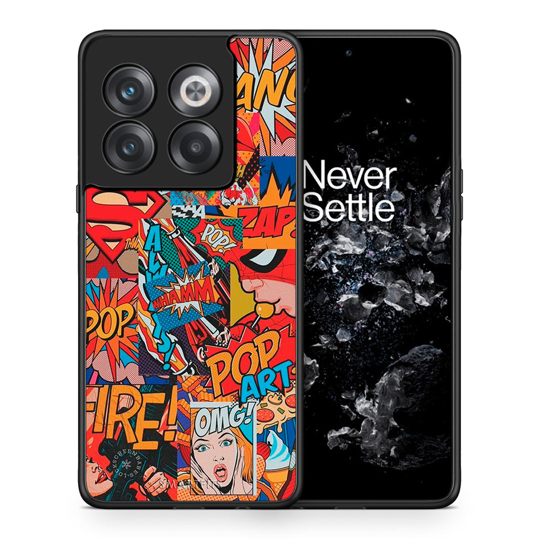 Θήκη OnePlus 10T PopArt OMG από τη Smartfits με σχέδιο στο πίσω μέρος και μαύρο περίβλημα | OnePlus 10T PopArt OMG case with colorful back and black bezels