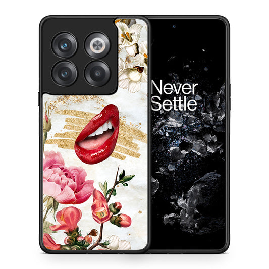 Θήκη OnePlus 10T Red Lips από τη Smartfits με σχέδιο στο πίσω μέρος και μαύρο περίβλημα | OnePlus 10T Red Lips case with colorful back and black bezels