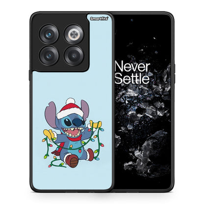 Θήκη OnePlus 10T Santa Stich από τη Smartfits με σχέδιο στο πίσω μέρος και μαύρο περίβλημα | OnePlus 10T Santa Stich case with colorful back and black bezels