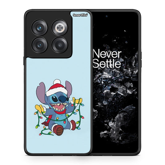 Θήκη OnePlus 10T Santa Stich από τη Smartfits με σχέδιο στο πίσω μέρος και μαύρο περίβλημα | OnePlus 10T Santa Stich case with colorful back and black bezels