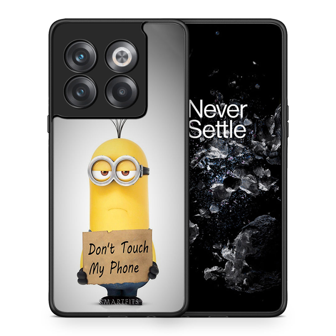 Θήκη OnePlus 10T Minion Text από τη Smartfits με σχέδιο στο πίσω μέρος και μαύρο περίβλημα | OnePlus 10T Minion Text case with colorful back and black bezels