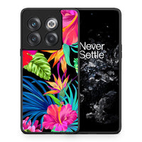 Thumbnail for Θήκη OnePlus 10T Tropical Flowers από τη Smartfits με σχέδιο στο πίσω μέρος και μαύρο περίβλημα | OnePlus 10T Tropical Flowers case with colorful back and black bezels