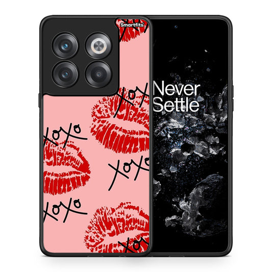 Θήκη OnePlus 10T XOXO Lips από τη Smartfits με σχέδιο στο πίσω μέρος και μαύρο περίβλημα | OnePlus 10T XOXO Lips case with colorful back and black bezels