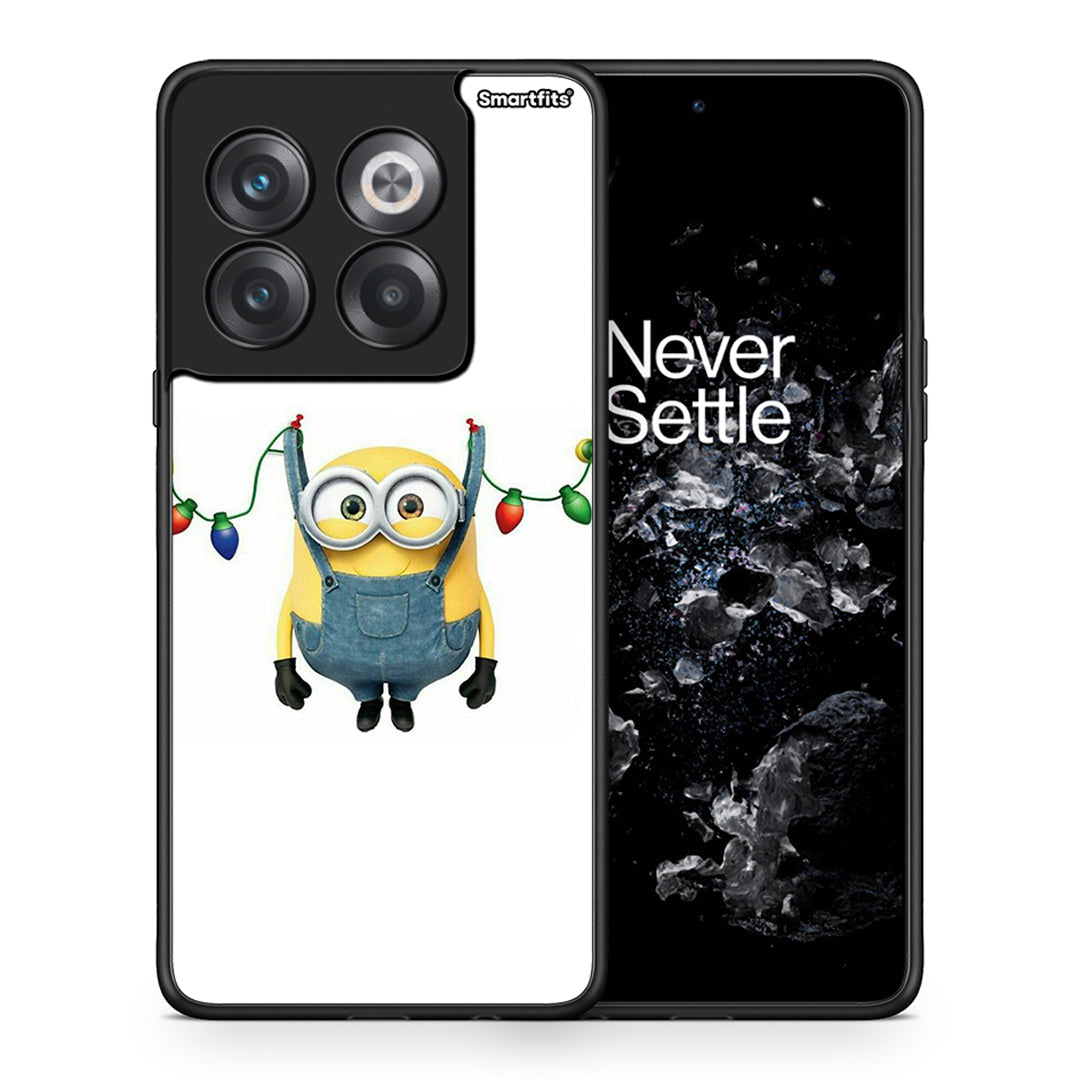 Θήκη OnePlus 10T Xmas Minion Lights από τη Smartfits με σχέδιο στο πίσω μέρος και μαύρο περίβλημα | OnePlus 10T Xmas Minion Lights case with colorful back and black bezels