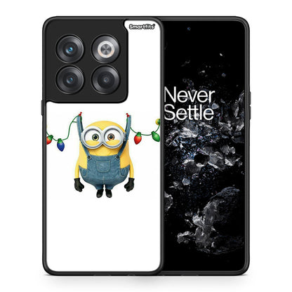 Θήκη OnePlus 10T Xmas Minion Lights από τη Smartfits με σχέδιο στο πίσω μέρος και μαύρο περίβλημα | OnePlus 10T Xmas Minion Lights case with colorful back and black bezels