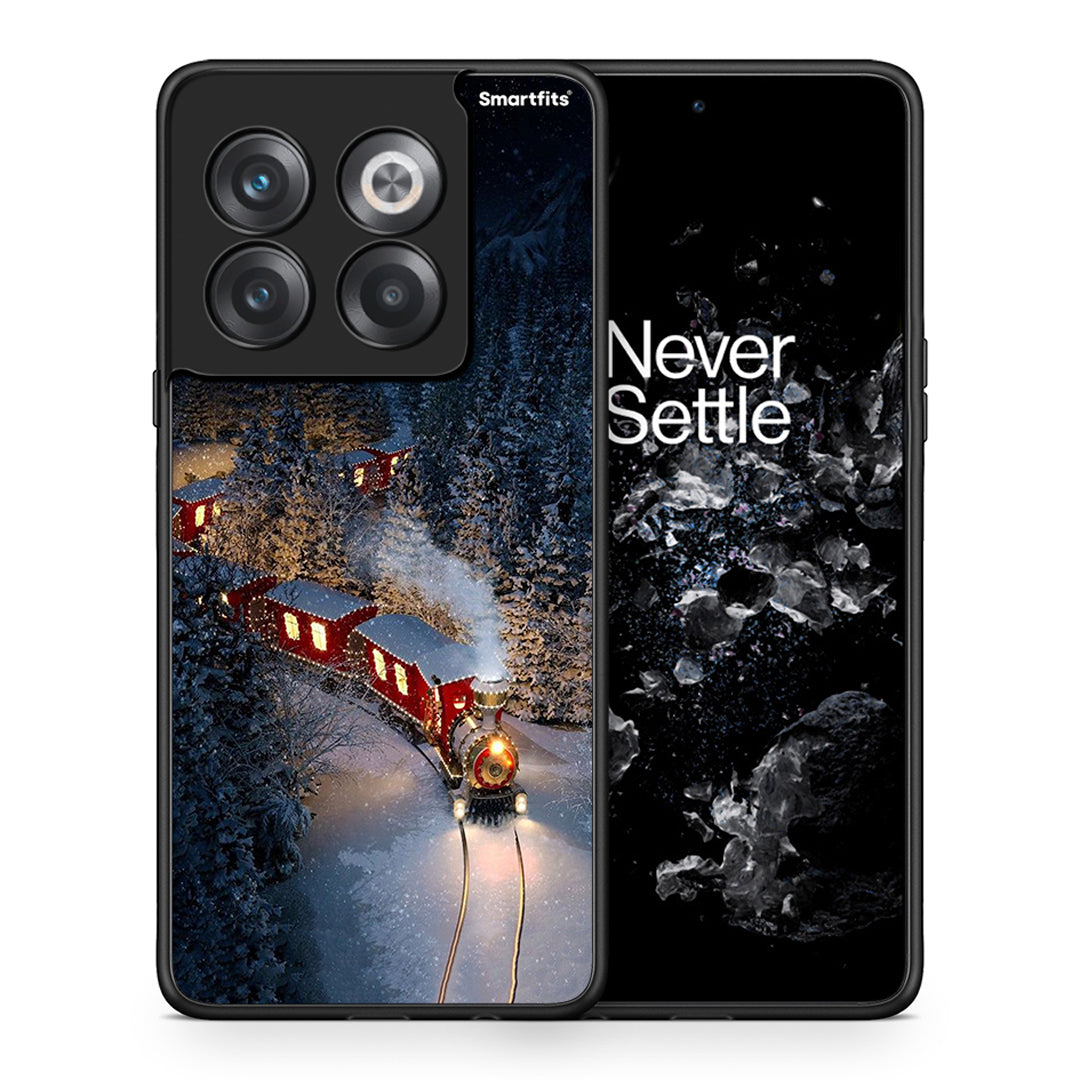 Θήκη OnePlus 10T Xmas Train από τη Smartfits με σχέδιο στο πίσω μέρος και μαύρο περίβλημα | OnePlus 10T Xmas Train case with colorful back and black bezels