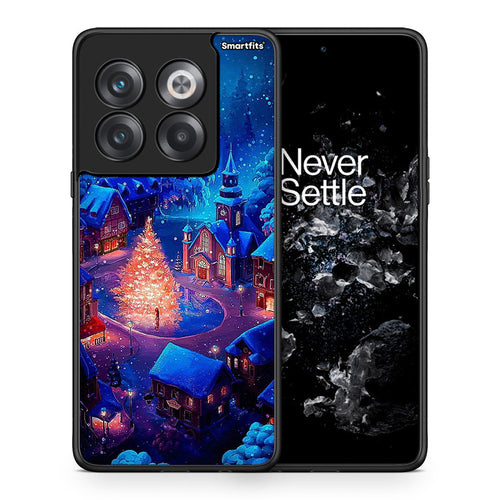 Θήκη OnePlus 10T Xmas Village από τη Smartfits με σχέδιο στο πίσω μέρος και μαύρο περίβλημα | OnePlus 10T Xmas Village case with colorful back and black bezels